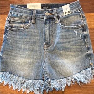 Judy Blue Women's Light Blue Frayed Jean Shorts